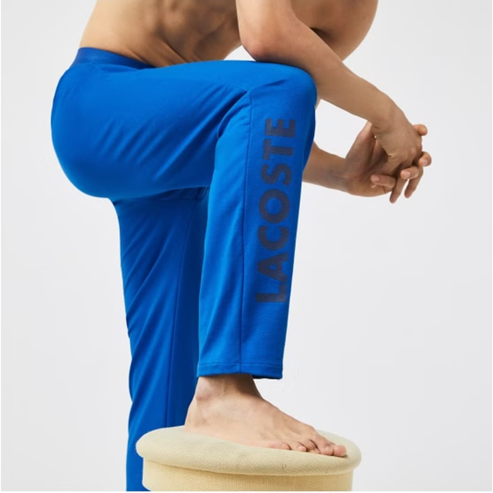 NWT Lacoste Men's Crocodile Print Stretch Cotton Sleepwear Pajama Pants Blue XL